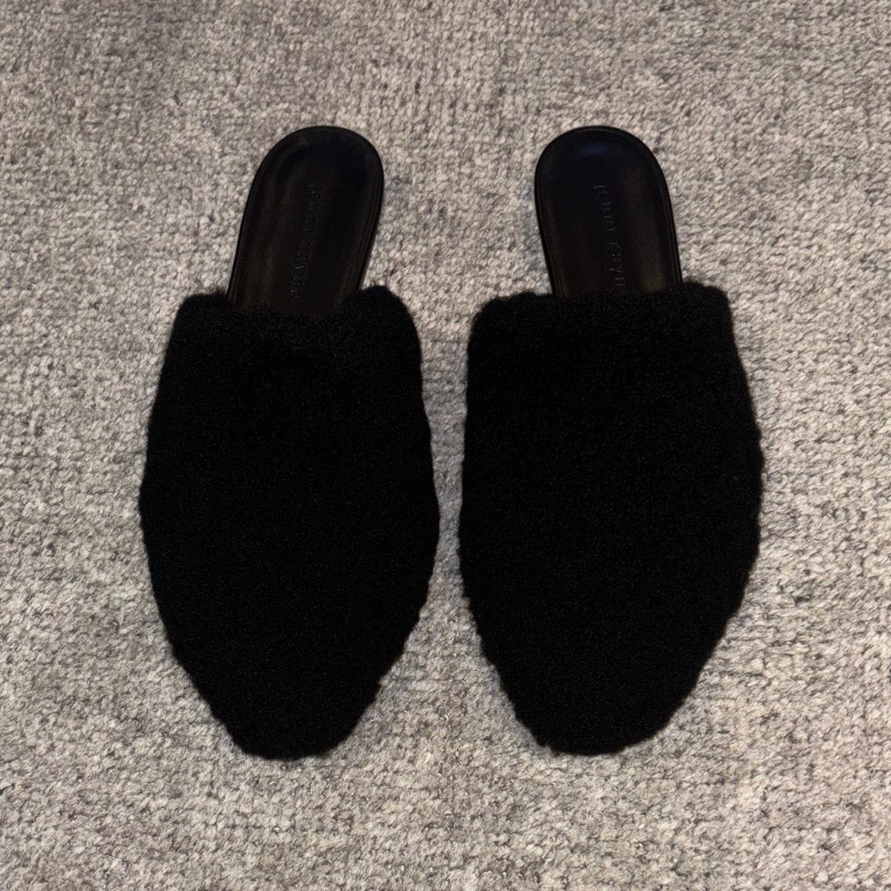 Jenni Kayne Black Shearling Mules